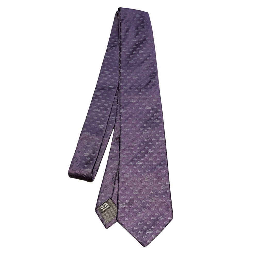 LACOSTE 100% silk purple tie with crocodile design